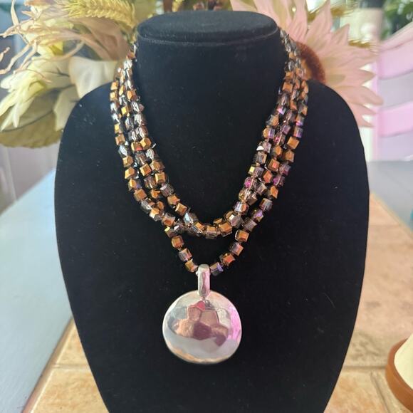 Simon Sebbag 925 Sterling Silver Pendant Multi Strand Beaded Necklace - Picture 2 of 10